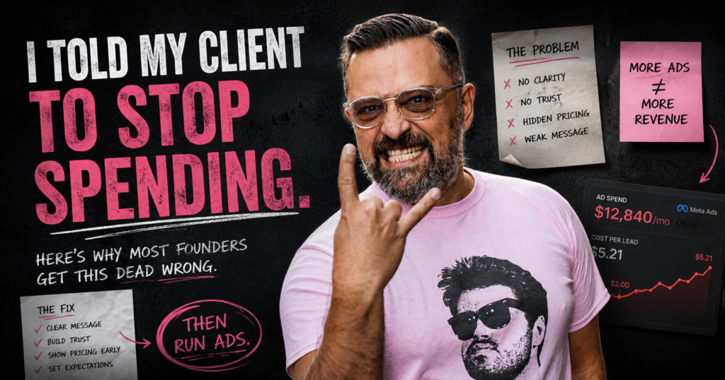 George Arabian, digital marketing agency founder, explaining why he tells clients to pause ad spend before their website is ready