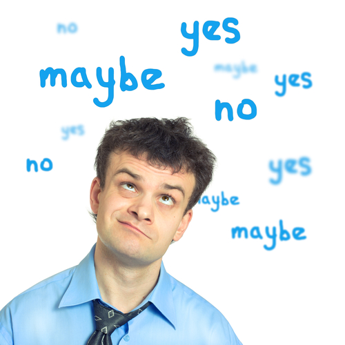 confused man with yes, no and maybe