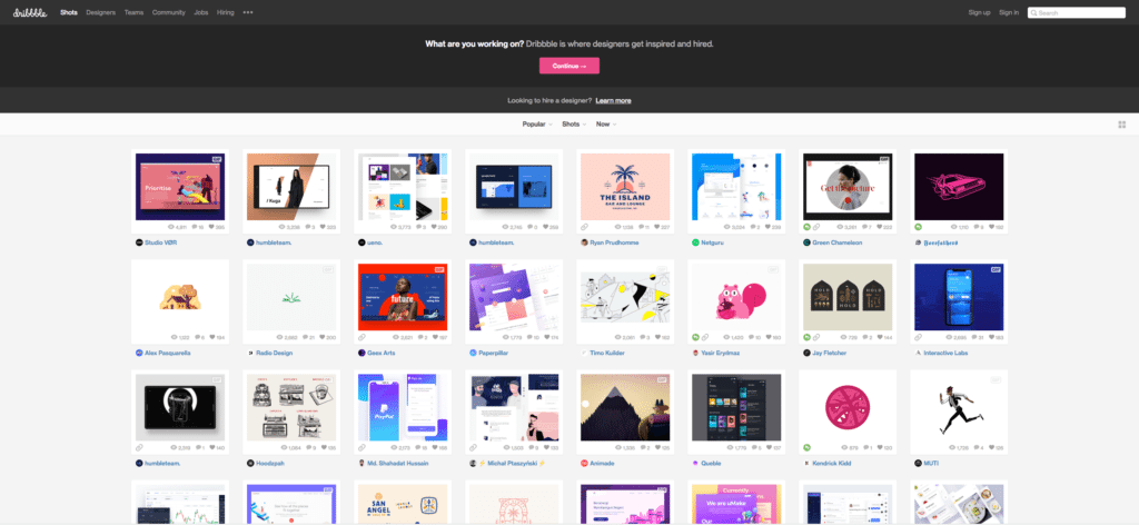 Our Favourite Sites for finding Web Design Inspiration - Dribble